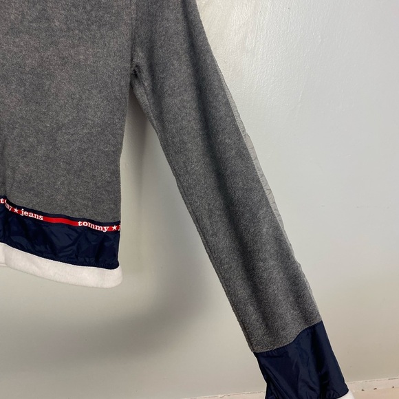 Tommy Jeans Gray Fleece Pullover Top with Trim - Women's Small - Picture 6 of 7